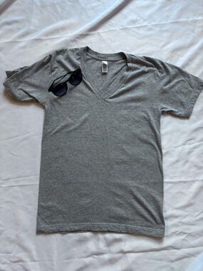American Apparel Heather Gray V-Neck T-Shirt